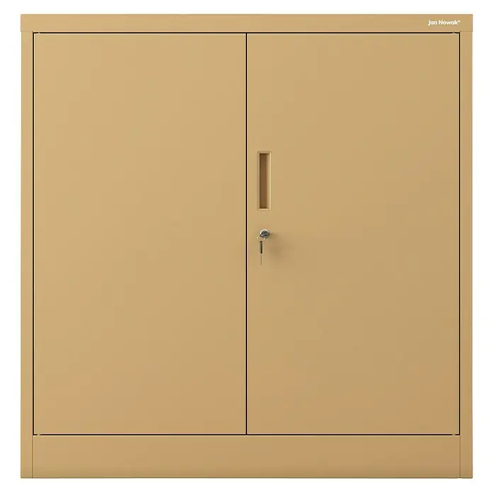 Jan Nowak Aktenschrank Beata - B x T x H: 90 x 40 x 92,5 cm, Beige - Ein stabiler Jan Nowak Metallschrank mit zwei Türen, Griff und Schloss für Büro oder Werkstatt.