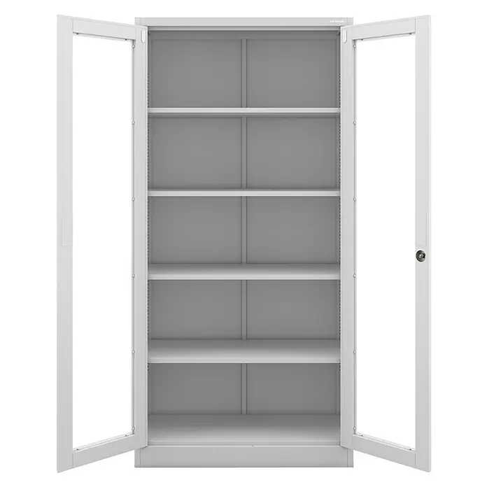 Jan Nowak Aktenschrank Amelia - B x T x H: 90 x 40 x 185 cm, Grau - Offener Büroschrank mit mehreren Regalen zur Aufbewahrung. Dieser Stahlschrank bietet viel Stauraum. Ideal für Bürobedarf und Akten.