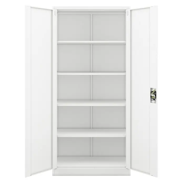 Jan Nowak Aktenschrank Jan - B x T x H: 90 x 40 x 195 cm, Weiß - Offener, weißer Aktenschrank mit Einlegeböden. Der Stahlschrank bietet viel Stauraum.
