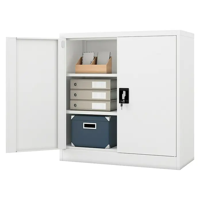 Jan Nowak Aktenschrank Beata - B x T x H: 90 x 40 x 92,5 cm, Weiß - Metallschrank mit Regalen und abschließbarer Tür für Büro oder Lagerung. Praktischer Büroschrank mit viel Stauraum.