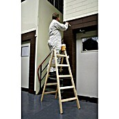 Krause Escalera de peldaños dobles (Altura de trabajo: 2,75 m, 2 x 5 peldaños, Madera)
