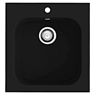 Poalgi Fregadero encastrable Toba (48,5 x 45,5 cm, Material compuesto, Negro, Brillante)