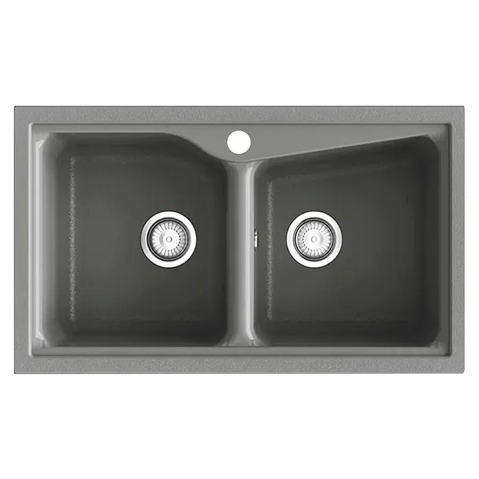 Poalgi Fregadero encastrable City 322 - 51 x 86 cm, Material compuesto - Un fregadero de cocina moderno de doble seno. Ideal para cualquier cocina, ofrece funcionalidad y diseño elegante.