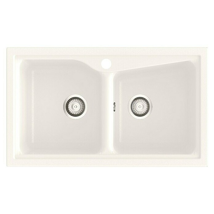 Poalgi Fregadero encastrable City 322 Soft 2S (51 x 86 cm, Material compuesto, Número de cubetas: 2 ud., Blanco, Brillante) | BAUHAUS