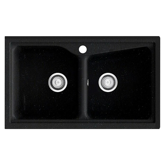 Poalgi Fregadero encastrable doble City Hekla (86 x 51 cm, Material compuesto, Basalt) | BAUHAUS