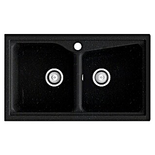 Poalgi Fregadero encastrable doble City Hekla (86 x 51 cm, Material compuesto, Basalt)
