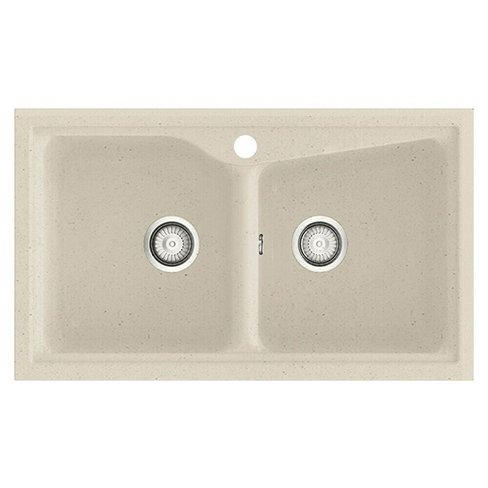 Poalgi Fregadero encastrable doble City Hekla (86 x 51 cm, Material compuesto, Pumice) | BAUHAUS