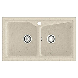 Poalgi Fregadero encastrable doble City Hekla (86 x 51 cm, Material compuesto, Pumice)