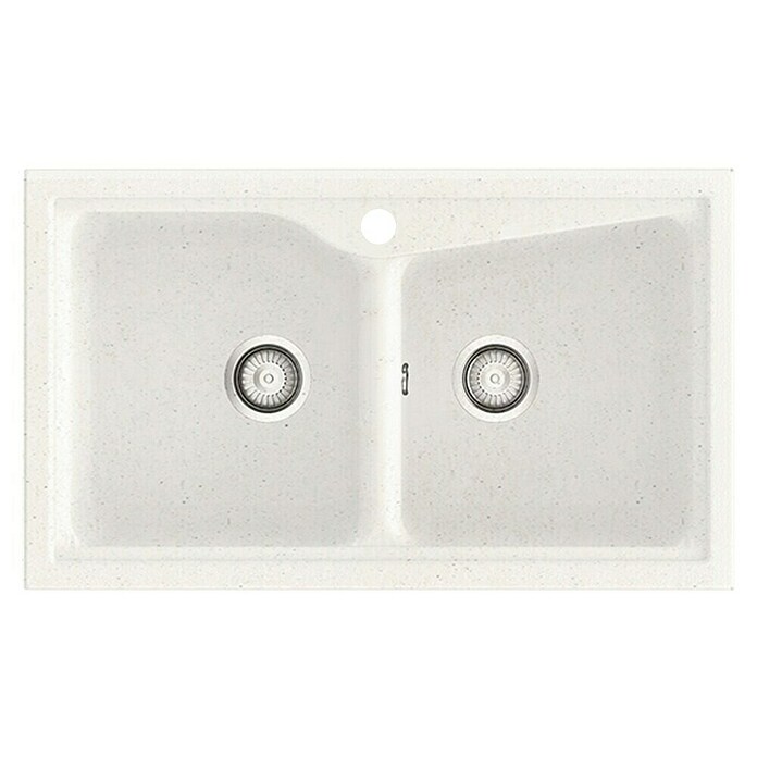 Poalgi Fregadero encastrable doble City Hekla (86 x 51 cm, Material compuesto, Snow) | BAUHAUS