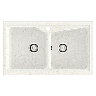 Poalgi Fregadero encastrable doble City Hekla (86 x 51 cm, Material compuesto, Snow)