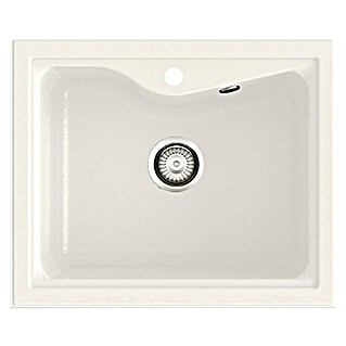 Poalgi Fregadero encastrable City 320 Soft 1S (51 x 62 cm, Material compuesto, Blanco, Brillante)