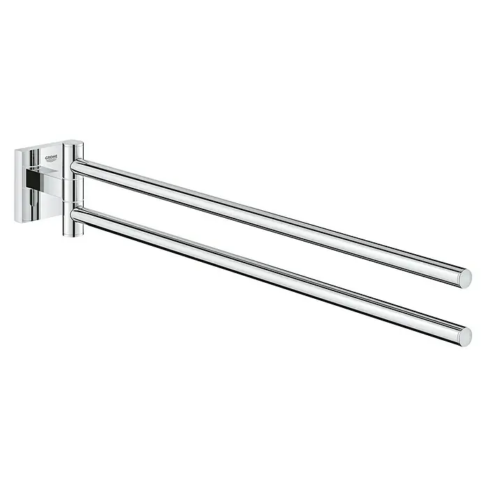 Grohe QuickFix Start Cube Handtuchhalter - Silber, Metall, L x B x H: 40,8 x 5,4 x 6,9 cm - Doppelter Handtuchhalter von Grohe, verchromt für modernes Badezimmerdesign. Praktisch und stilvoll zur Handtuchaufbewahrung.