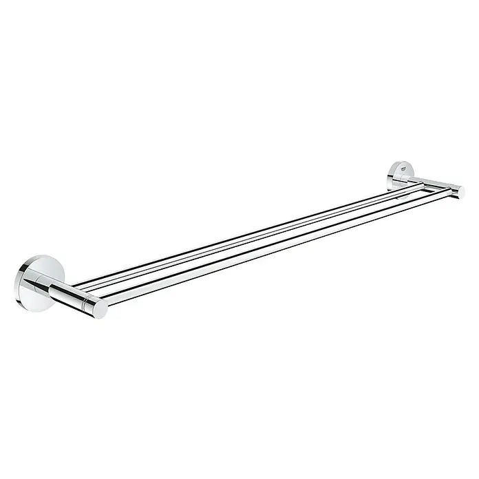 Grohe QuickFix Start Handtuchhalter - Silber, Metall, L x B x H: 11,3 x 5,9 x 66,3 cm - Ein glänzender, doppelter Handtuchhalter aus Chrom von Grohe, perfekt für jedes Badezimmer, bietet Platz für mehrere Handtücher und sieht edel aus.