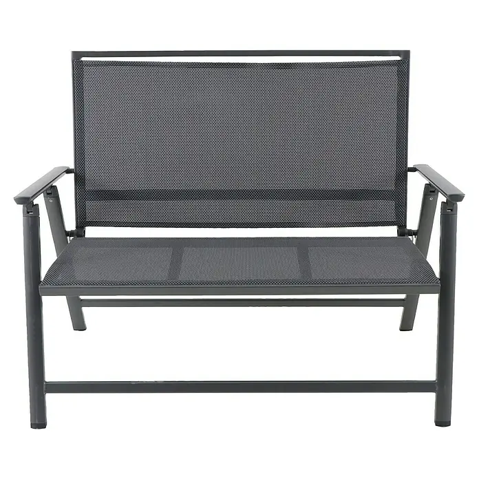 Sunfun Maja Gartenbank - B x T x H: 119 x 67 x 96 cm, Textilen, Anthrazit, Klappbar - Grauer Gartensessel mit Armlehnen und Netzstruktur für entspannte Stunden im Freien.