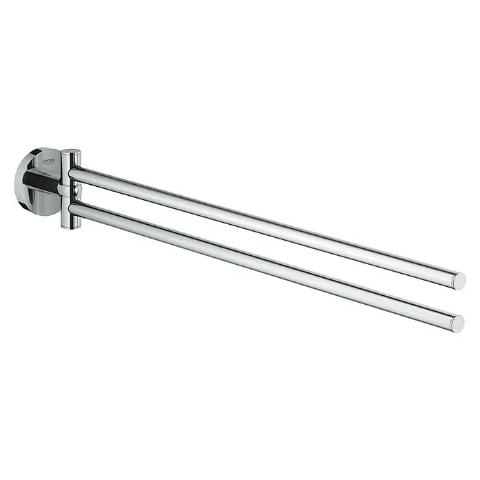 Grohe QuickFix Start Handtuchhalter - Silber, Metall, L x B x H: 43,9 x 5,4 x 6,1 cm - Dieser schwenkbare Grohe Handtuchhalter mit zwei Armen in glänzendem Chromdesign bietet praktischen Komfort und elegante Optik im Badezimmer.