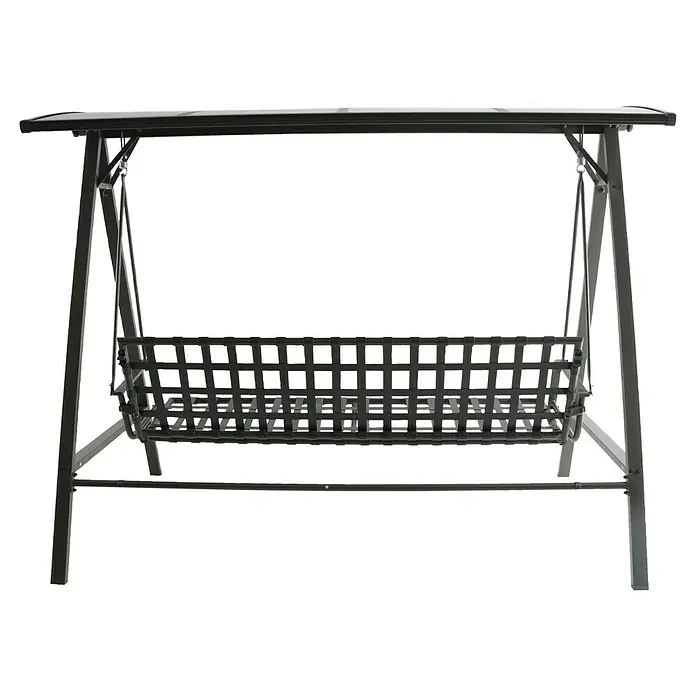 Sunfun Maja Hollywoodschaukel - B x T x H: 235 x 135 x 182 cm, Stahl, Anthrazit, Liegefunktion - Abgebildete Gartenschaukel mit robustem Metallrahmen und luftiger Sitzfläche. Ideal für entspannte Stunden im Freien.