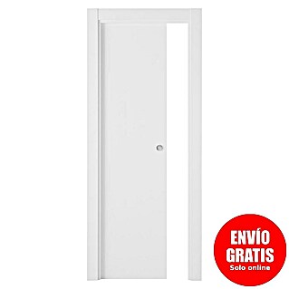 Puerta corredera de madera Barbados (72,5 x 203 cm, Blanco, Maciza, Con uñero)