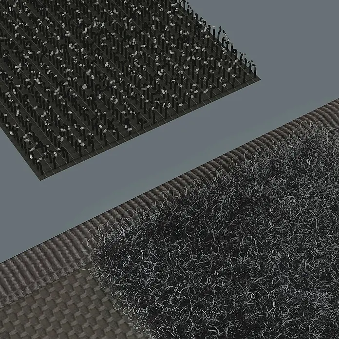 Wera Kraftform Kompakt Vario Schraubendreher-Set - 7 -tlg. - Nahaufnahme von Klettverschluss-Komponenten, die die Haken- und Schlaufenseiten mit ihren einzigartigen Texturen und Designs zeigen.
