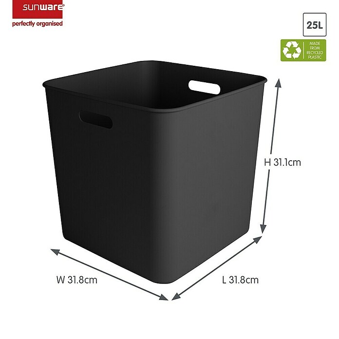 Sunware Sigma home Opbergbox cube box (l x b x h: 31 x 31 x 31 cm, Kunststof, Zwart, 25 l) | BAUHAUS