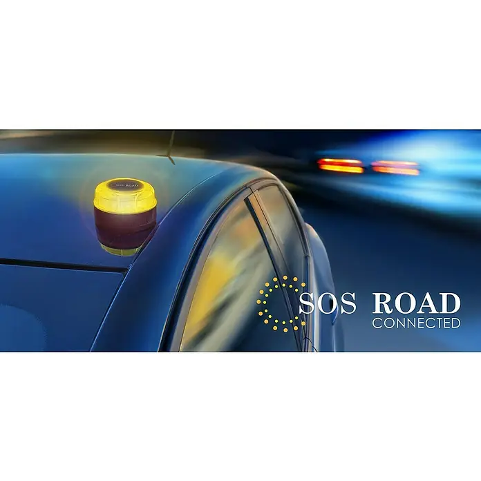 Luz de emergencia V16 Conectada NK - Apto para: Avería en el vehículo, Transmisión de datos: Red móvil - Luz de advertencia de emergencia SOS ROAD sobre un coche, que garantiza una mayor seguridad en caso de averías o accidentes.