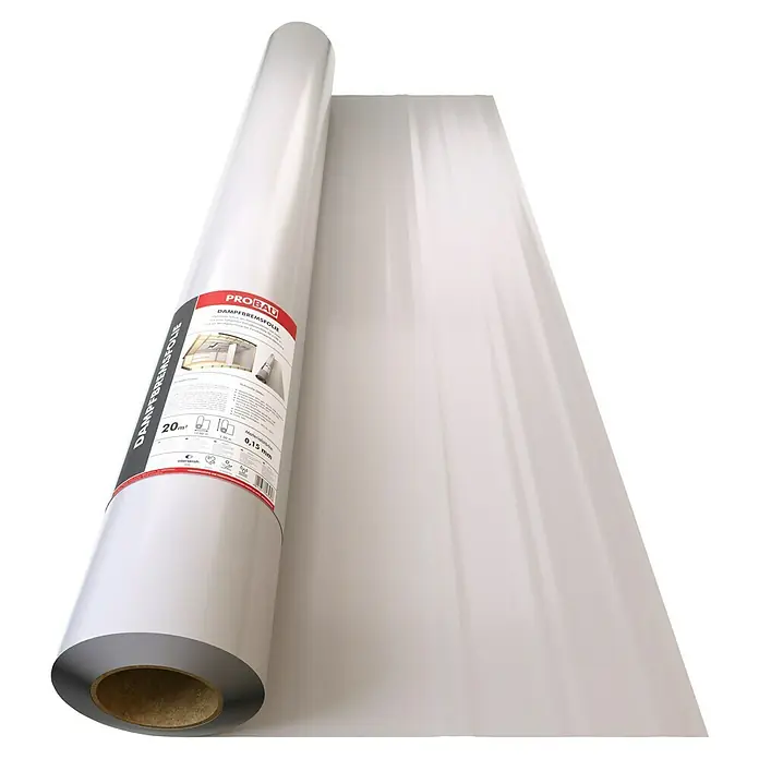 Probau Dampfbremsfolie - Max. Anwendungsfläche: 20 m², Polyethylen, Dauerhaft diffusionshemmend, Stärke: 0,16 mm - Rollenware Dampfbremsfolie von Pro-Bau, 20m² Fläche. Die Folie dient als Feuchtigkeitsschutz in Gebäuden und Konstruktionen.