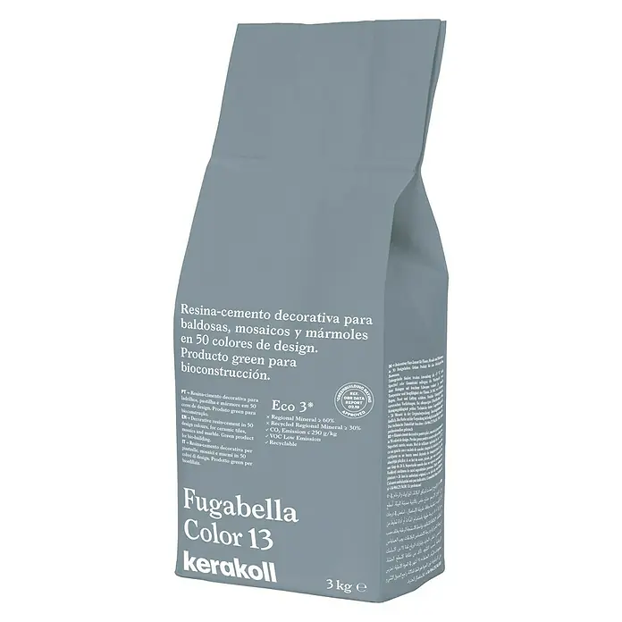 Kerakoll Mortero para juntas - cemento Fugabella - Color: 13, 3 kg - Toma de un saco de Fugabella Color 13 Kerakoll, un resinacemento decorativo para baldosas, mosaicos y mármoles, ideal para bioconstrucciones.