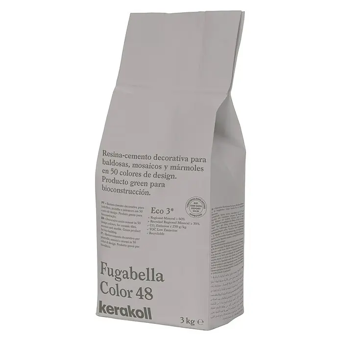 Kerakoll Mortero para juntas - cemento Fugabella - Color: 48, 3 kg - Saco de Fugabella Color 48 Kerakoll, un resina-cemento decorativo para baldosas, mosaicos y mármoles en 50 colores de diseño, producto verde.