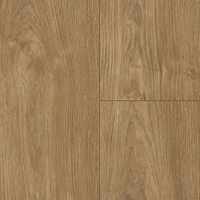 Krono Original Laminat Organic Clever Silent - Hillside Oak, Landhausdiele, 1.288 x 195 x 7 mm - Nahaufnahme von Parkettboden in warmen Farbtönen. Das Holzdesign verleiht jedem Raum eine natürliche und gemütliche Atmosphäre.