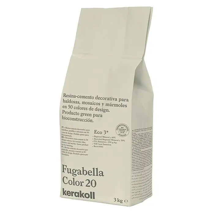Kerakoll Mortero para juntas - cemento Fugabella - Color: 20, 3 kg - Saco de Fugabella Color 20 Kerakoll, resina-cemento decorativa para baldosas, mosaicos y mármoles, producto verde para bioconstrucción.