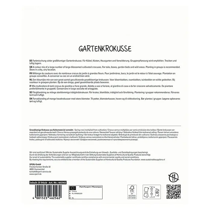 Sperli Blumenzwiebeln Maxi Gartenkrokus Mischung - Crocus vernus, 25 Stk. - Produktbild: Großblumige Gartenkrokusse, eine Farbmischung für Kübel, Kästen und Garten. Gruppenpflanzung empfohlen, trocken lagern.
