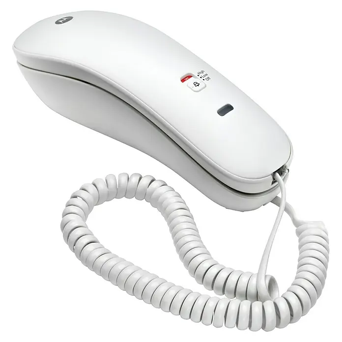 Motorola Teléfono fijo CT50 - Blanco - Teléfono fijo blanco con dial y cable del auricular para una comunicación confiable en la oficina o en casa.