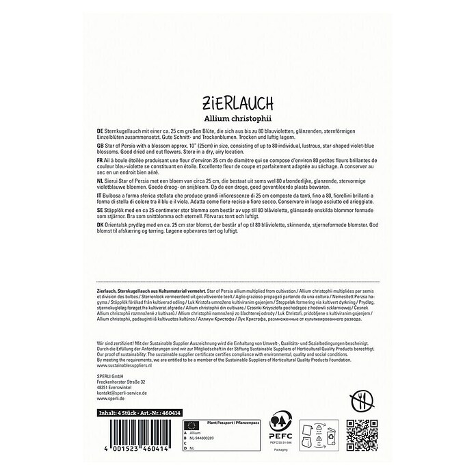 Sperli Blumenzwiebeln Zierlauch Christophii (Allium christophii, Violett, 4 Stk.) | BAUHAUS