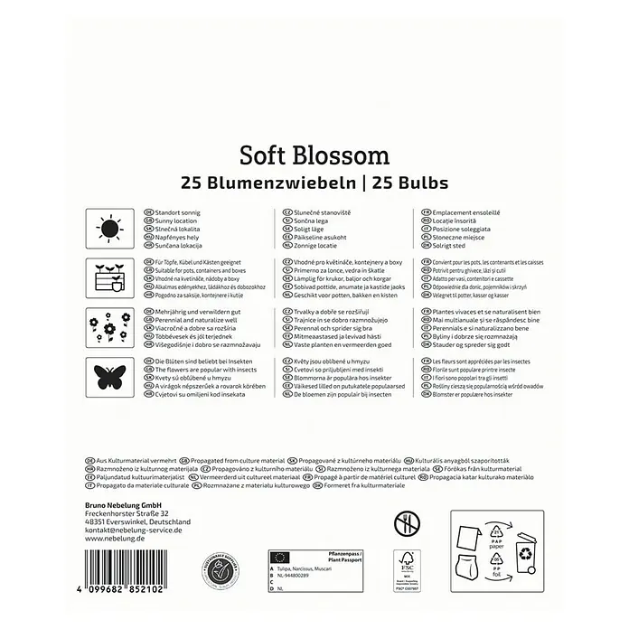Kiepenkerl Blumenzwiebeln Mega-Pack - Soft Blossom, 25 Stk. - Produktbild: Soft Blossom Blumenzwiebeln, eine Mischung aus 25 Blumenzwiebeln für den Garten oder Topf, die Schmetterlinge anzieht.