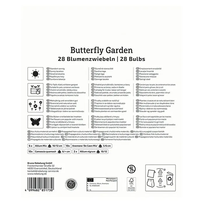 Kiepenkerl Blumenzwiebeln Mega-Pack - Butterfly Garden, 28 Stk. - Produktbild: Schmetterlingsgarten Blumenzwiebeln, enthält 28 Zwiebeln verschiedener Sorten für einen farbenfrohen Garten.