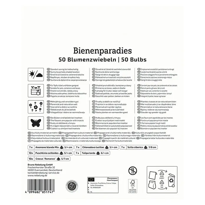 Kiepenkerl Blumenzwiebeln Mega-Pack - Bienenparadies, 50 Stk. - Produktbild von "Bienenparadies 50 Blumenzwiebeln", einer Mischung aus Blumenzwiebeln, die Bienen anlocken.