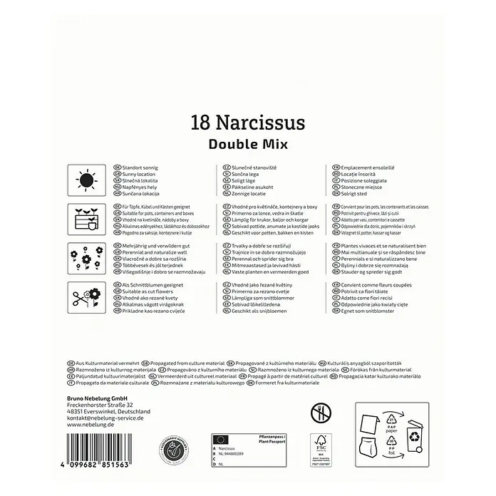 Kiepenkerl Blumenzwiebeln Gefüllte Narzissen Mega-Pack - Narcissus pseudonarcissus, 18 Stk. - Narzissen Double Mix-Verpackung.