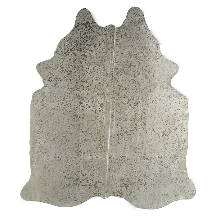 Esbeco Alfombra de piel de vaca Manchado - Plateado, 100% piel real - Alfombra de piel de vaca gris con estampado moteado para sala de estar, dormitorio u oficina. La forma y la textura únicas añaden un toque de estilo a cualquier habitación.