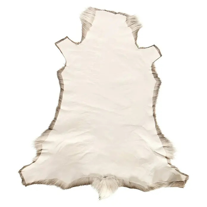 Esbeco Rentierfell - Braun/Weiß, 100 % Echtfell, 110 x 70 cm - Beige Tierhaut mit Fellrand. Eine dekorative Tierhaut, die jedem Raum einen Hauch von Natur verleiht.