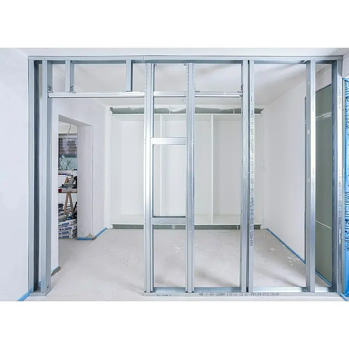 Knauf Pocket Kit Easy Schiebetürsystem Standard - Stahl, Für CW 75 mm - Metallrahmenkonstruktion im Innenraum, ideal für Trockenbau und Raumgestaltung. Robuste Profile für Stabilität und Flexibilität.