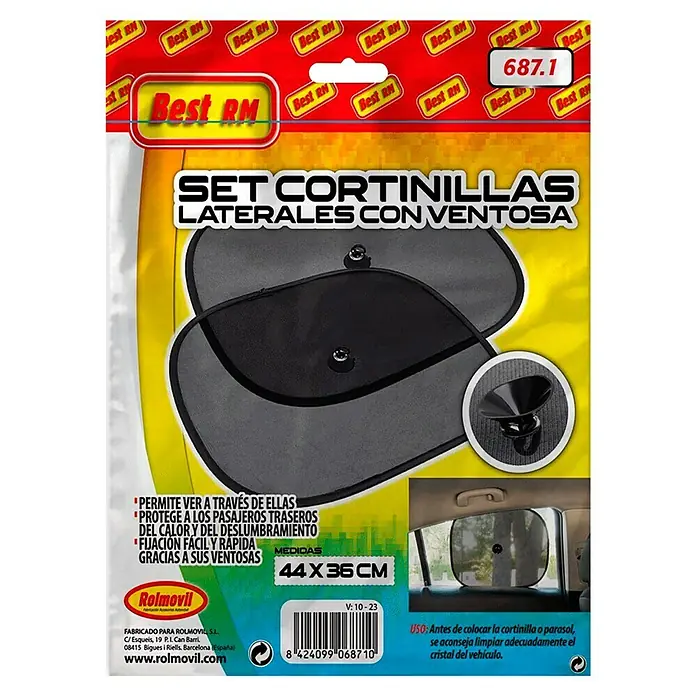 Rolmovil Parasol para el coche Summer - 2 ud., 44 x 36 cm - Set parasol para coche: Cortinillas laterales con ventosa, protege del sol y deslumbramiento, fácil de fijar.