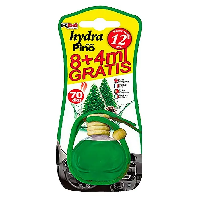 Rolmovil Ambientador de coche Hydra - Pino, Verde, 70 días - Imagen de un ambientador de coche Hydra Pino con 8+4 ml de relleno gratuito y aroma de bosque fresco para un ambiente agradable en el coche.
