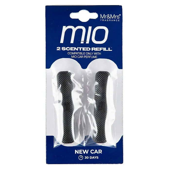 Mr & Mrs Fragrance Ambientador de coche recarga Mio - New Car, 45 días, 2 ud. - Un ambientador de coche de Mr&Mrs Fragrance con aroma a "Coche Nuevo". Un paquete doble de recambio para 30 días de fragancia.