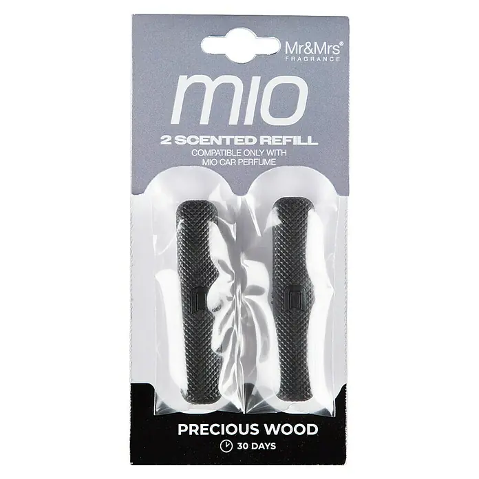 Mr & Mrs Fragrance Ambientador de coche recarga Mio - Wood, 45 días, 2 ud. - Recambio de ambientador para coche Mr&Mrs Mio "Precious Wood", que proporciona un aroma fragante hasta 30 días.