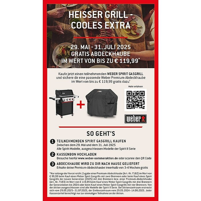 Weber Gasgrill Spirit E-335 GBS (Grillfläche (B x T): 52 x 44 cm, 9,1 kW, Anzahl Brenner: 3 Stk.) | BAUHAUS