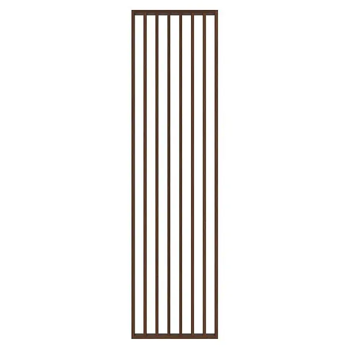 Mixpol Profile Raumteiler Brown Oak - 58 x 250 cm, Braun - Holztür mit vertikalen Lamellen und einem hellen Streifen in der Mitte, ideal für moderne Innenräume. Hochwertige Verarbeitung und ansprechendes Design.