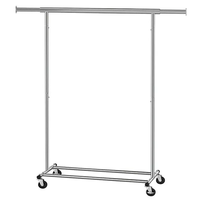 Kleiderwagen - L x H: 45 x 160 cm, Breitenverstellung: 92 cm - 132 cm, Silber - Kleiderständer aus Metall mit Rollen. Ideal für den flexiblen Einsatz in Geschäften oder im Lager. Praktisch und robust.