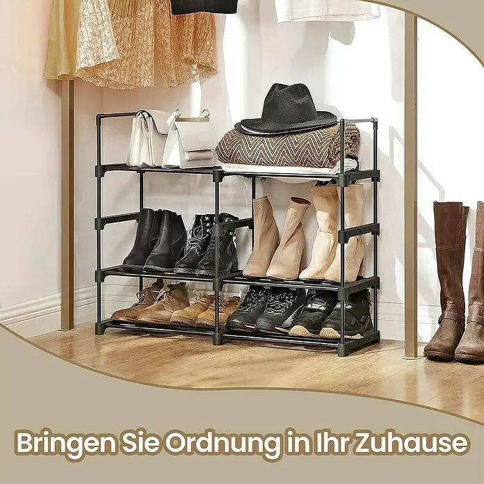 Schuhregal - L x B x H: 30 x 45 x 106 cm, Schwarz - Schuhregal im begehbaren Kleiderschrank.