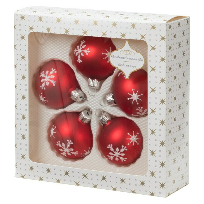 WEIHNACHTSKUGEL 5ER SET 6cm ROT DEKOR