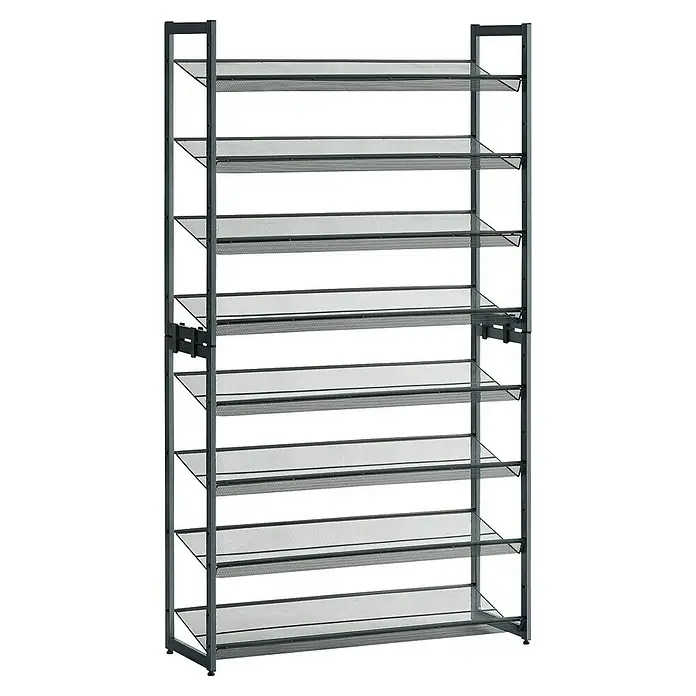 Schuhregal - L x B x H: 30,7 x 92,5 x 163,5 cm, Grau, Anzahl Fächer: 8 Stk. - Aufnahme eines Lagersystems mit mehreren Regalebenen aus Metall, ideal für die Lagerung verschiedener Gegenstände.