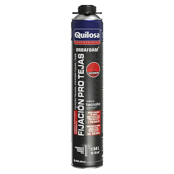 Quilosa Adhesivo para montaje Tejas - Lata - Espuma de poliuretano Quilosa Orbafoam Professional para fijación de tejas. Fuerte adherencia, resistente al viento y alto rendimiento.
